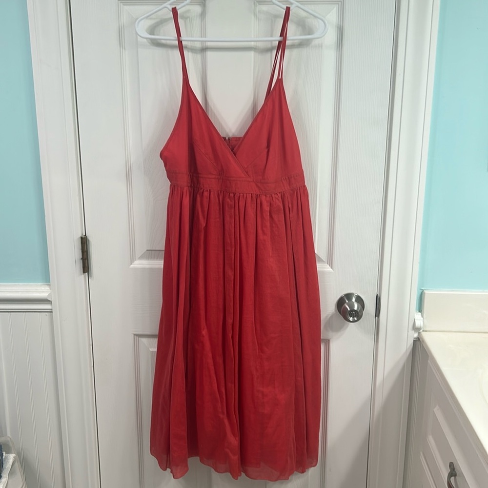 NWT J. Crew spaghetti strap coral dress. Size 12